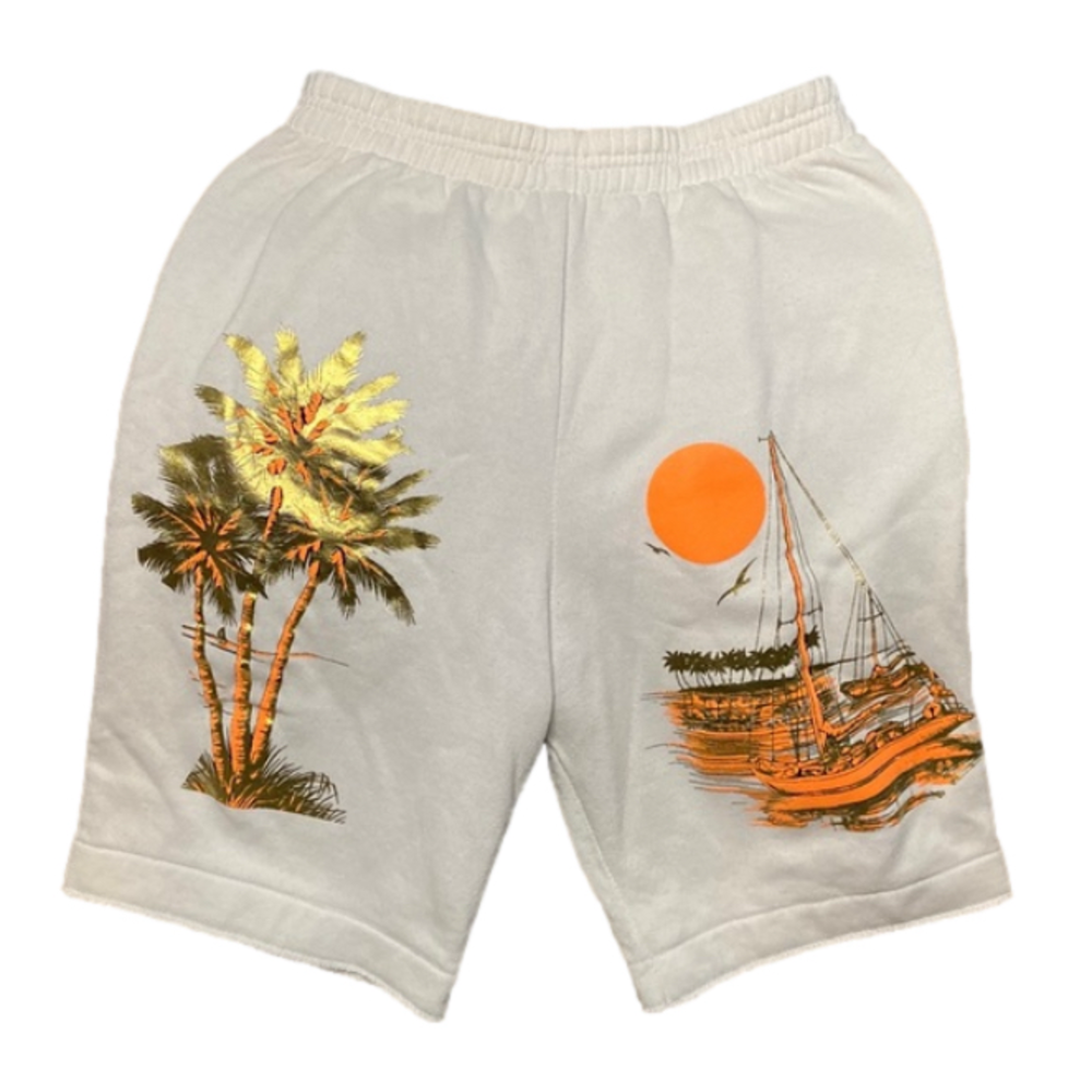 Vintage K-BOS SPORT Shorts White Metallic Gold Orange L